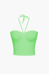 "Basic Halter Neck Ruched Cami Top"