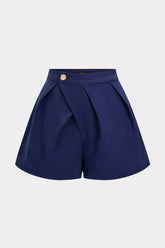 "Asymmetrical Button Ruched Shorts"