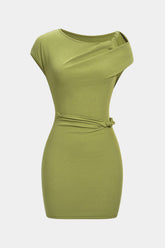 "Asymmetrical Twist Knot Hollow Out Mini Dress"
