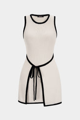 "Contrast Binding Tie-Up Mini Dress"
