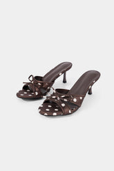 "Bow Polka Dots Open Toe Pointed Heels"