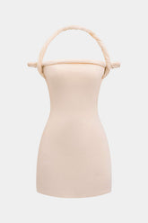 "Braided Twist Halter Neck Mini Dress"