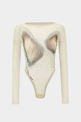 "Abstract Print Long-Sleeve Bodysuit"
