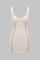 "Braided Cut Out Sleeveless Mini Dress"