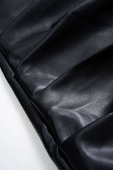 "Asymmetrical Ruched Faux Leather Mini Skirt"