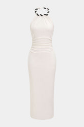 "Contrast Twist Knot Backless Sleeveless Maxi Dress"