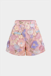 "3D Floral Textured Shorts"