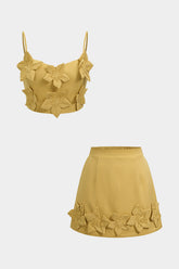 "3D Floral Cami Top And Skirt Set"