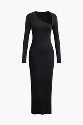 "Asymmetrical Neck Slit Maxi Dress"