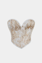 "Abstract Braided Tie V-neck Corset Top"