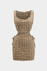"Cut Out Waist Drawstring Sleeveless Mini Dress"