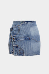 "Denim Asymmetrical Design Skirt"