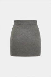 "Basic Solid Knit Mini Skirt"