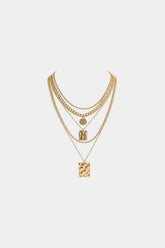 "Alloy Multi-Layer Geometric Necklace"