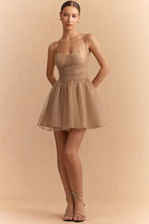 "Chiffon Patchwork Bow Butterfly Ruched Slip Sleeveless Mini Dress"
