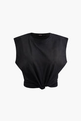"Basic Solid Sleeveless T-shirt"