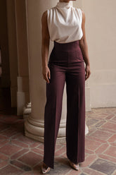 "Basic High-Waisted Wide Leg Trousers"