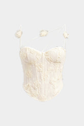 "3D Floral Corset Asymmetrical Cami Top"