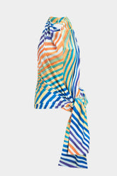 "Contrast Stripe Print Tie-Up Tank Top"