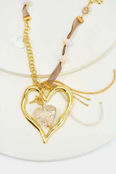 "Alloy Irregular Pendant Beaded Necklace"