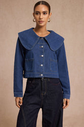 "Denim Lapel Outerwear"