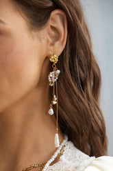 "Alloy Asymmetrical Pearl Earrings"