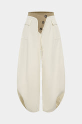 "Asymmetrical Button Wide Leg Trousers"