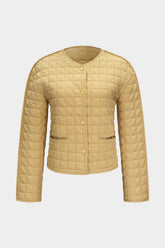 "Button Plaid Puffer"