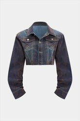 "Denim Button Shoulder Pads Outerwear"