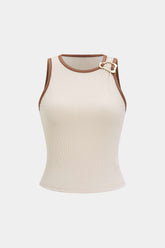 "Contrast Metallic Decor Sleeveless Tank Top"