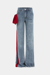 "Bow Detail Straight Leg Jeans"
