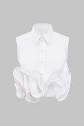 "Button Ruffle Ruched Tank Top"