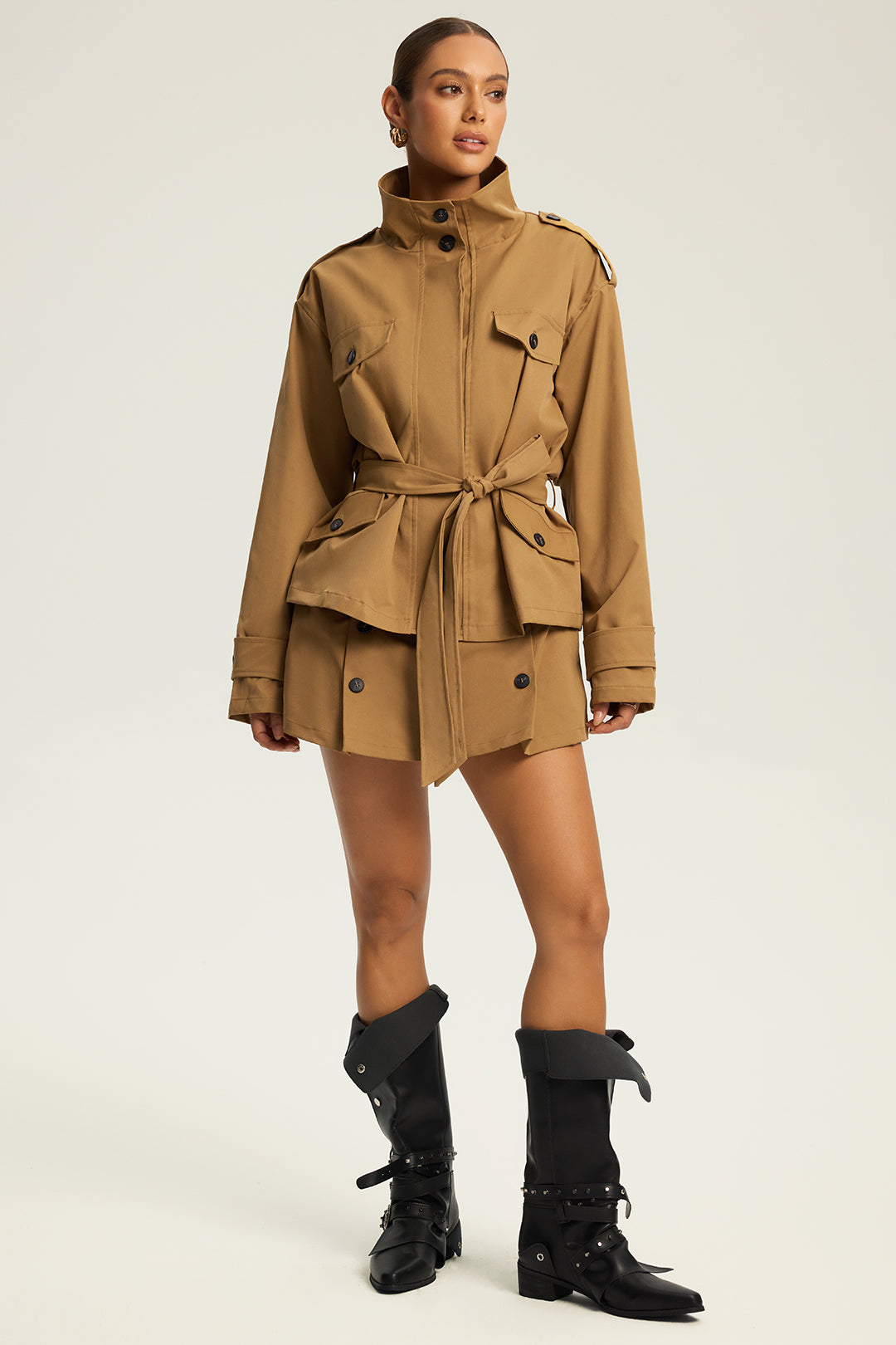 "Button Design Mini Skirt"