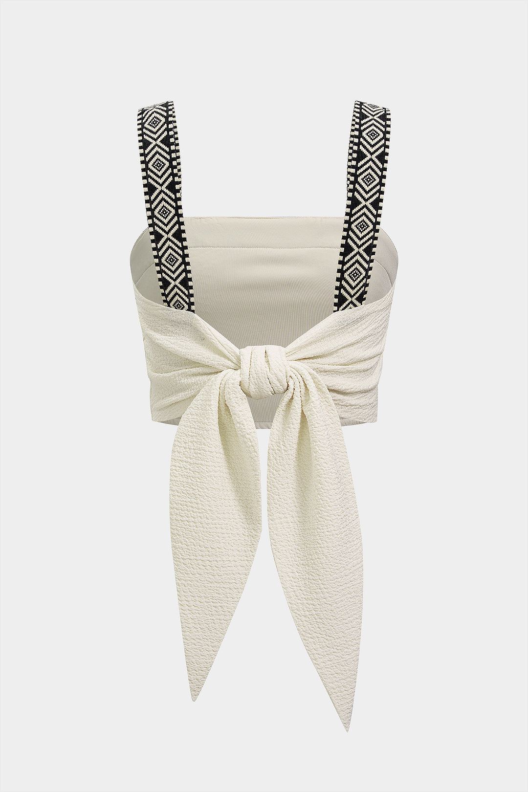 "Contrast Trim Patchwork Textured Knotted Tank Top"