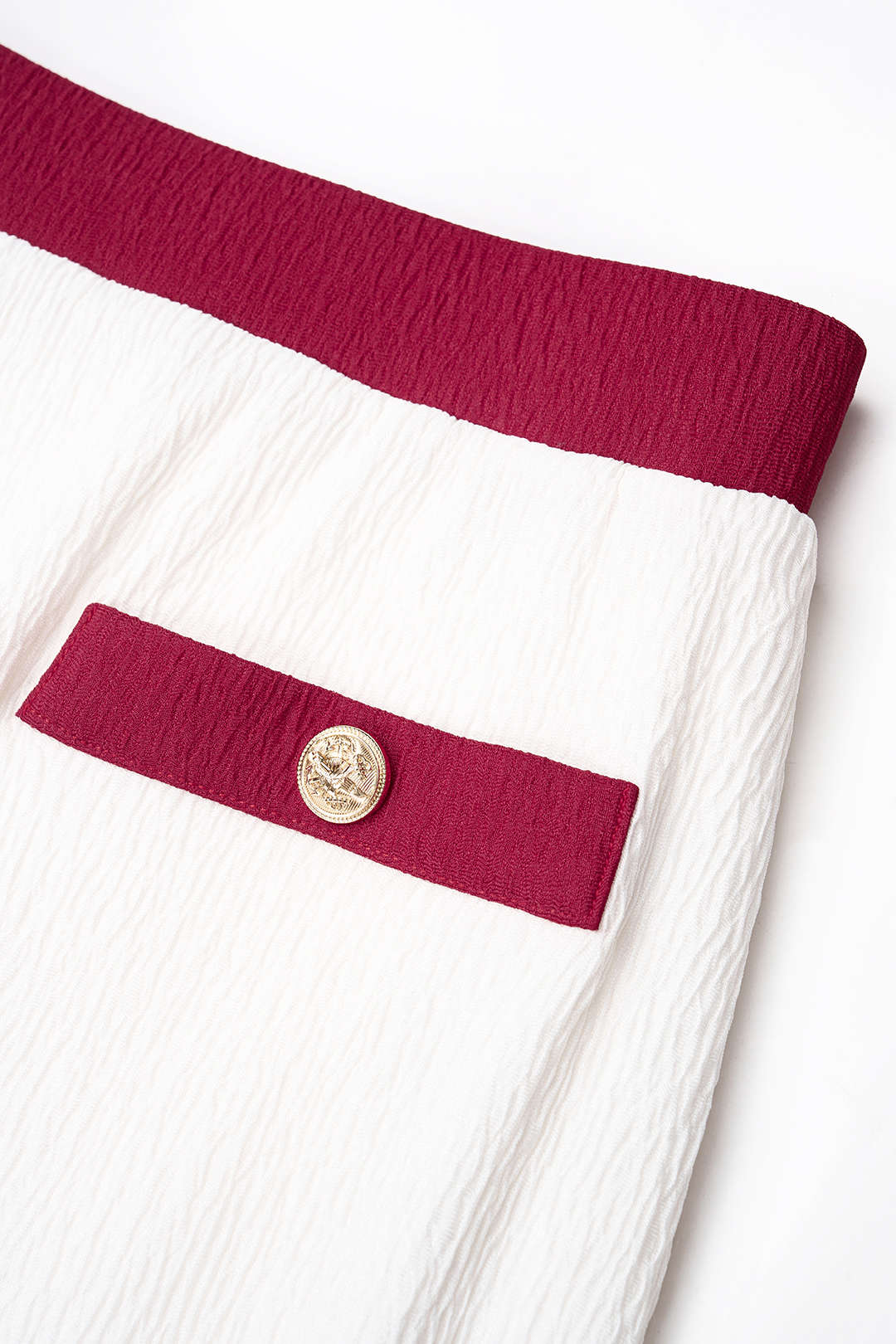 "Contrast Textured Button Skirt"