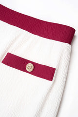 "Contrast Textured Button Skirt"