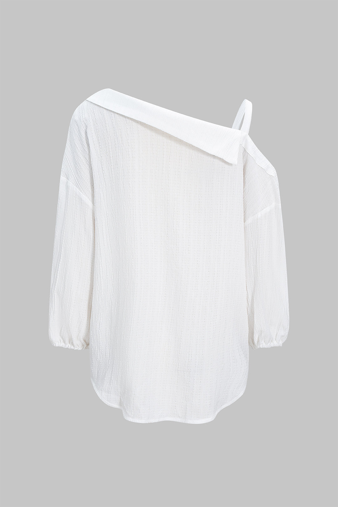 "Button Asymmetrical Backless Long-Sleeve Shirt"