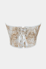 "Abstract Braided Tie V-neck Corset Top"