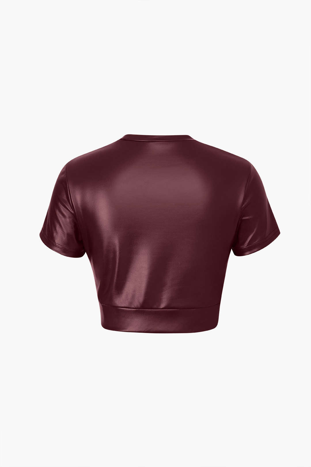 "Basic Faux Leather Cropped Tee"