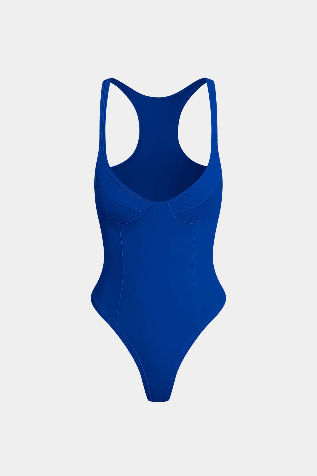 "Basic Solid Deep-V Neck Bustier Sleeveless Bodysuit"
