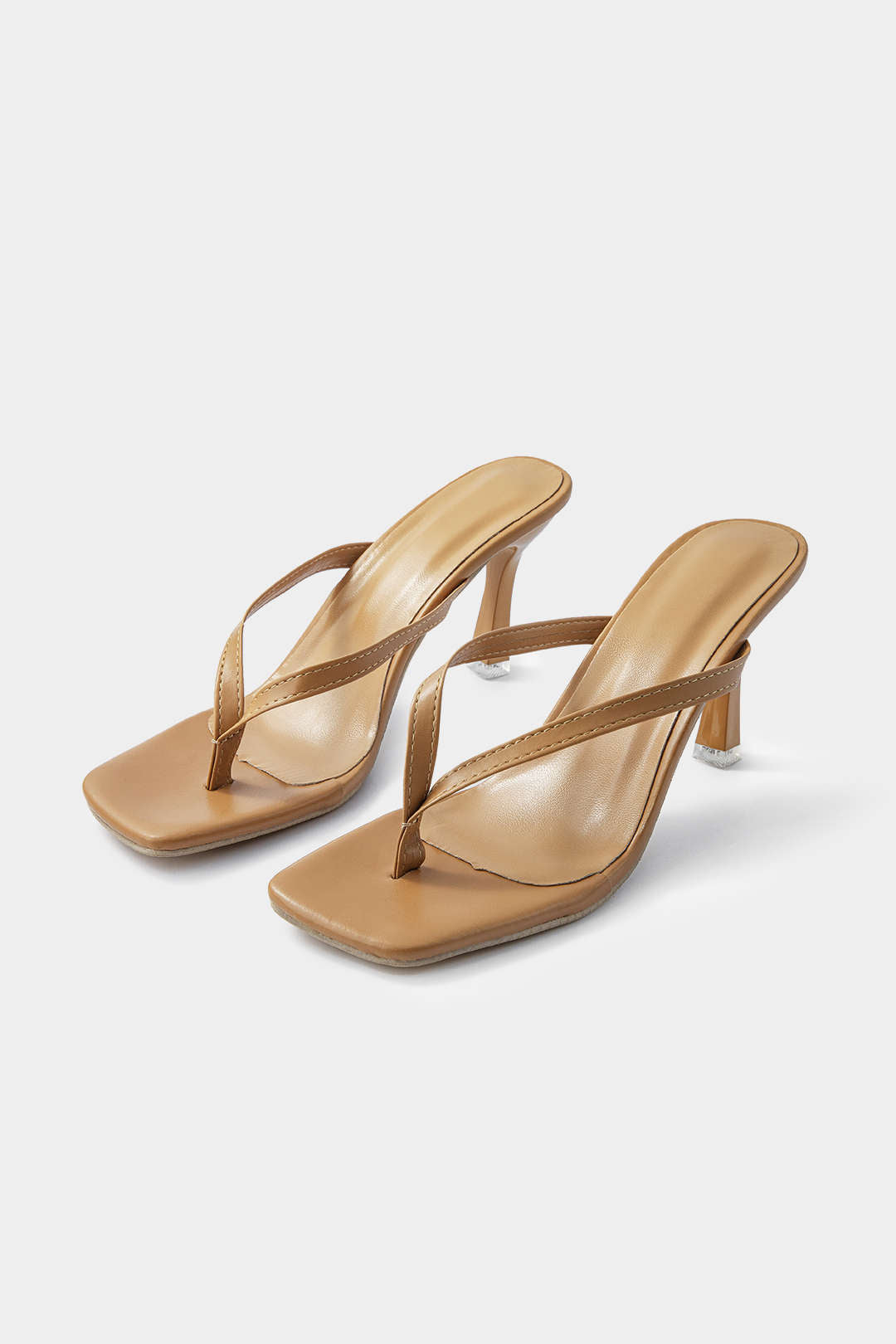 "Basic Mid Heel Thong Sandals"