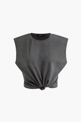 "Basic Solid Sleeveless T-shirt"