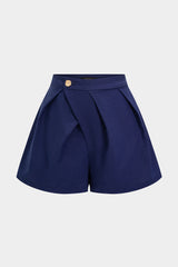 "Asymmetrical Button Ruched Shorts"