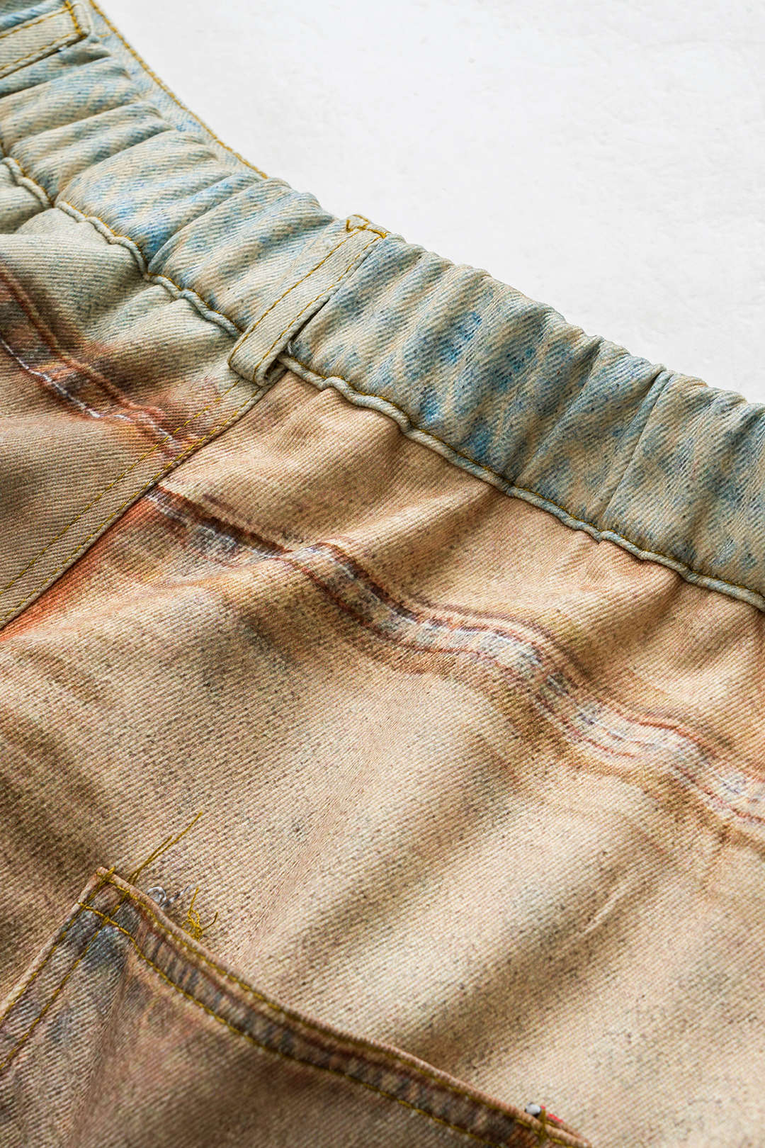 "Abstract Print Button Pocket Trousers"