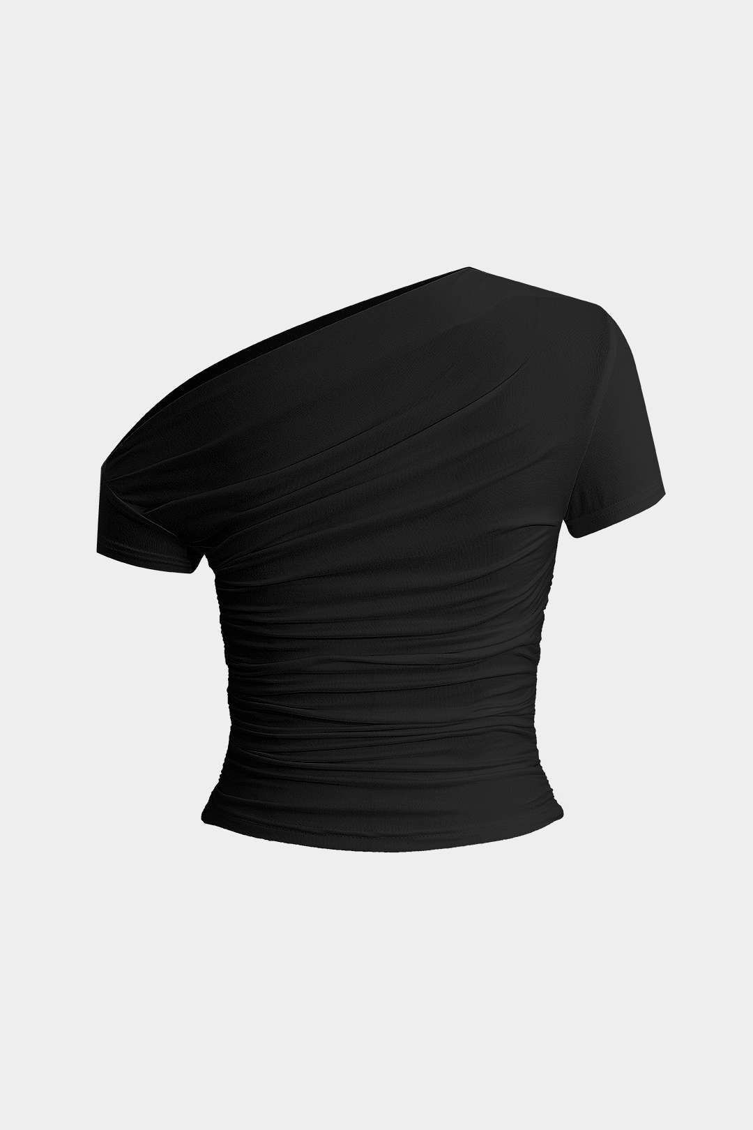 "Basic Asymmetrical Ruched T-shirt"