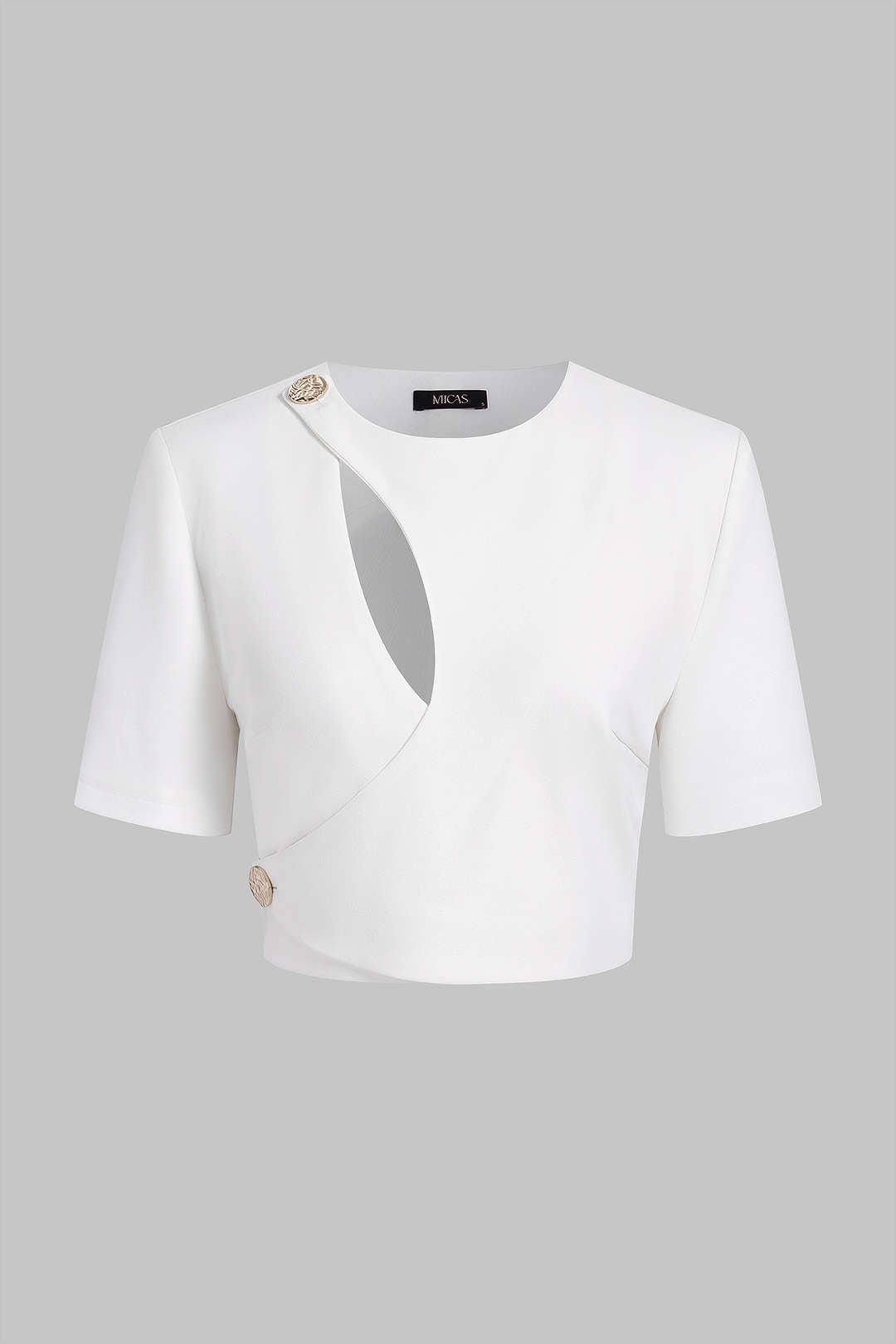 "Asymmetrical Cut Out Short-Sleeve Shirt"