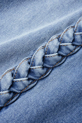 "Denim Braided Pocket Zipper Barrel Jeans"