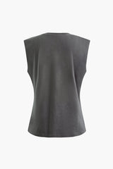 "Basic Solid Sleeveless T-shirt"