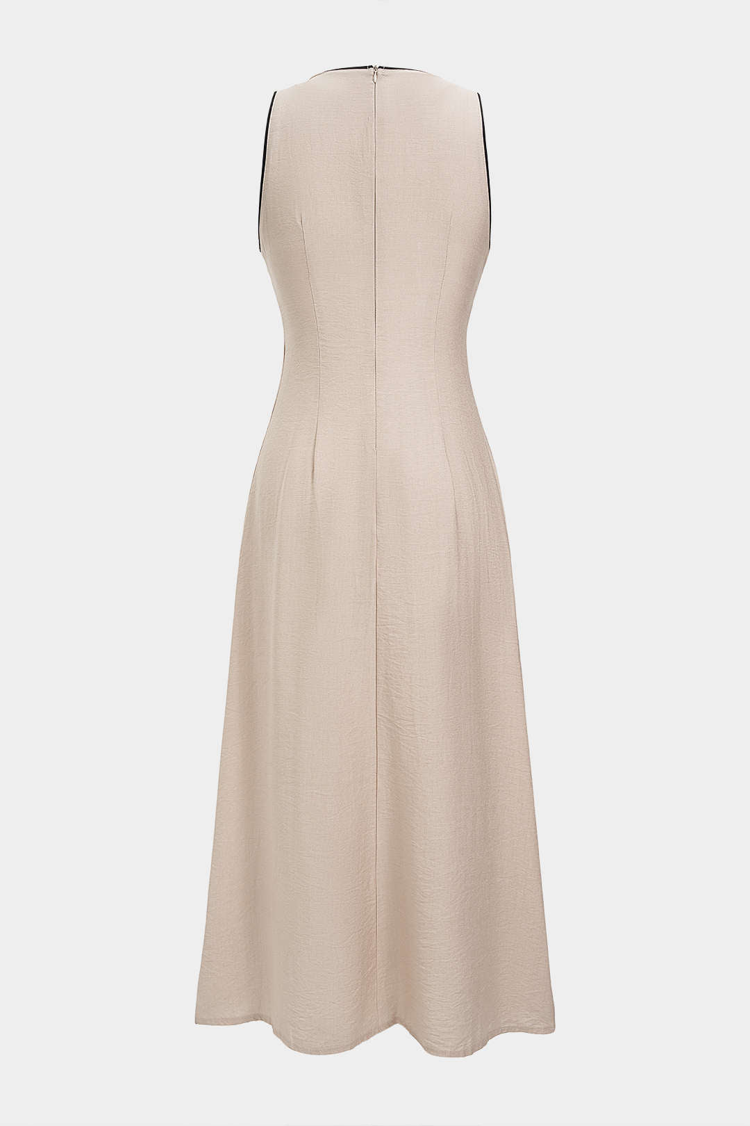 "Contrast Binding V-Neck Tie-Up Sleeveless Maxi Dress"