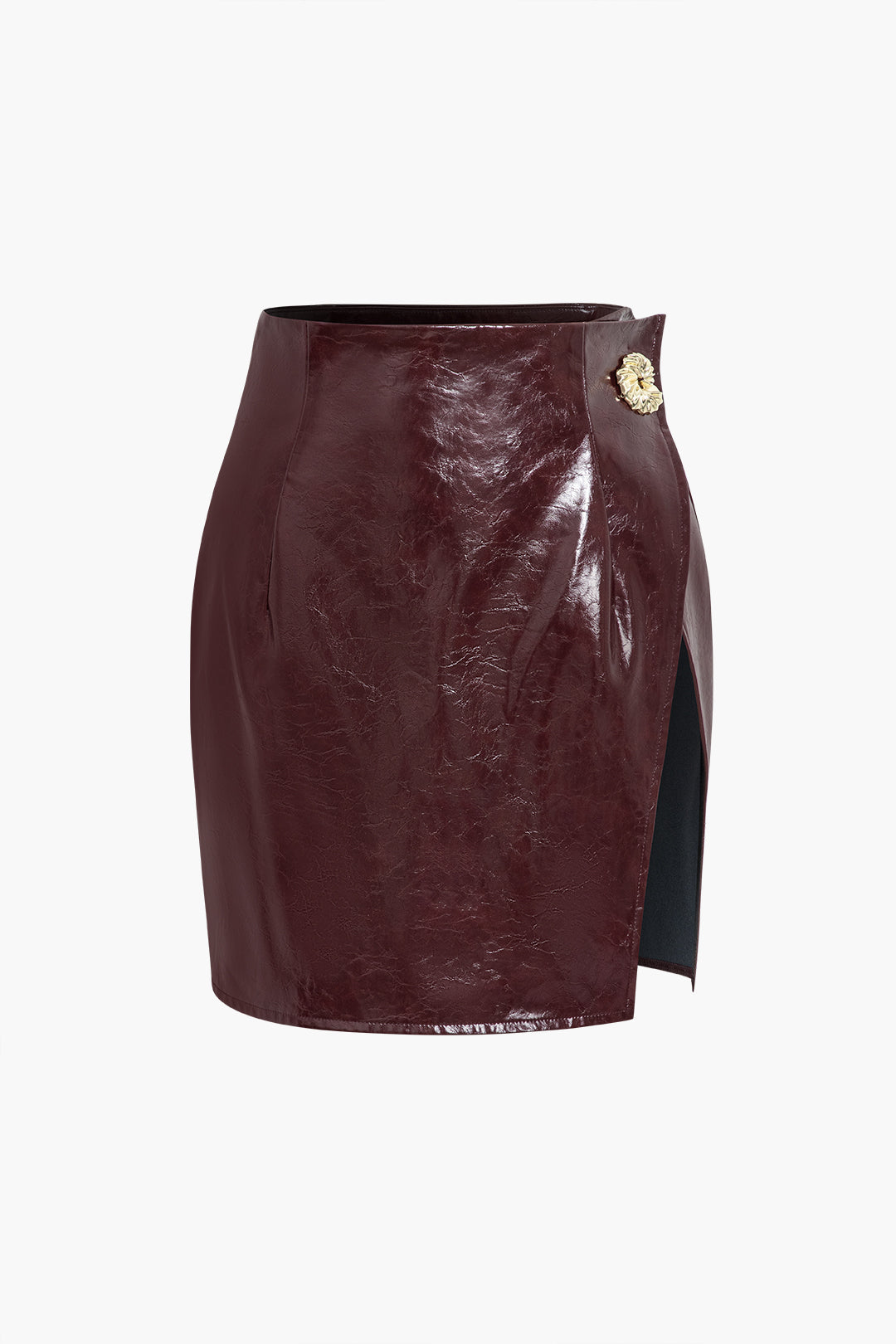 "Asymmetrical Faux Leather Skirt Set"